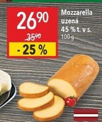 Sýr Mozzarella cihla uzená 45%