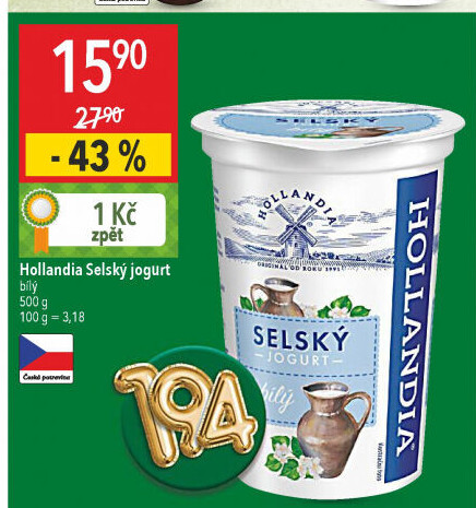 Bílý jogurt selský Hollandia