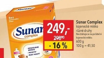 Kojenecká výživa Sunar Complex