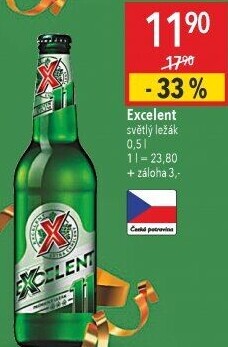 Pivo světlý ležák 11° Excelent