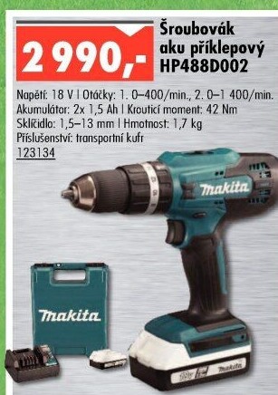 Aku příklepový šroubovák Makita HP488D002