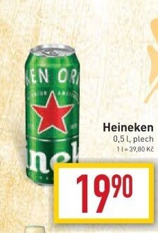 Pivo světlý ležák Heineken