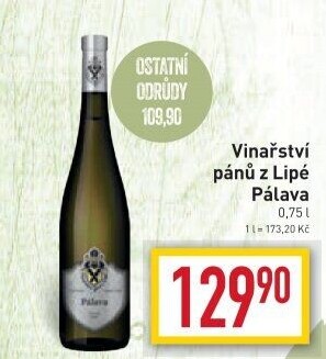 Víno Pálava Vinařství Pánů z Lipé