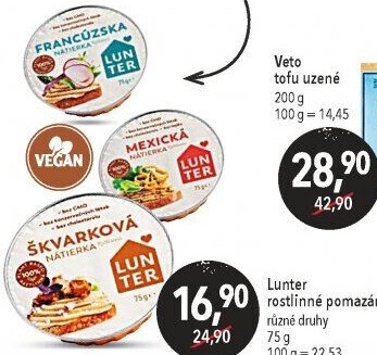 Rostlinné pomazánky Lunter