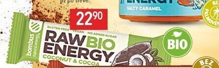 Tyčinka Bombus Raw bez lepku bio Energy
