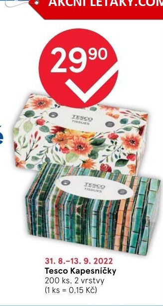 Papírové kapesníčky 2vrstvé Tesco - box
