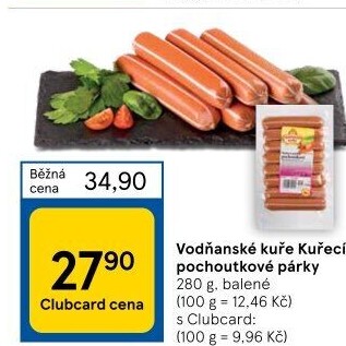 Párky kuřecí pochoutkové Vodňanské kuře