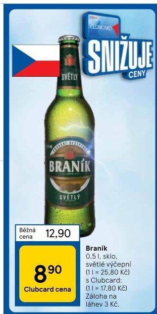 Pivo světlé výčepní 10° Braník