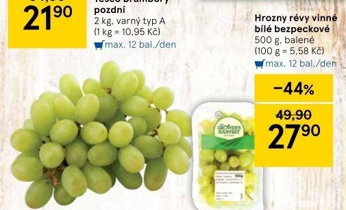 Hrozny bílé bezsemenné The Grower'
