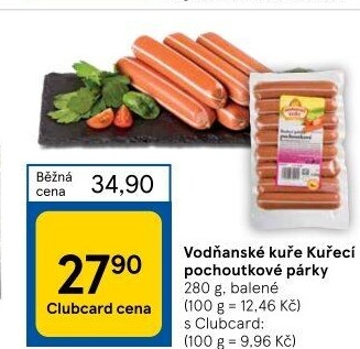 Párky kuřecí pochoutkové Vodňanské kuře