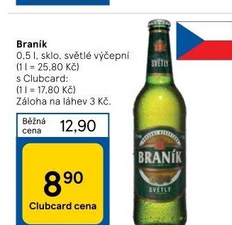 Pivo světlé výčepní 10° Braník