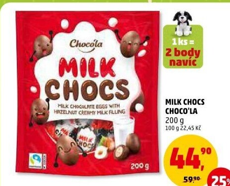 Čokoládová vajíčka plněná Milk Chocs Choco'