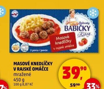 Knedlíčky masové v rajské omáčce mražené Dobroty babičky Kláry