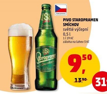 Pivo světlé výčepní 10° Smíchov Staropramen