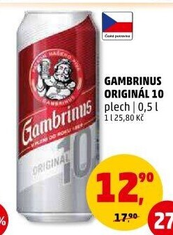 Pivo světlé výčepní Originál 10° Gambrinus