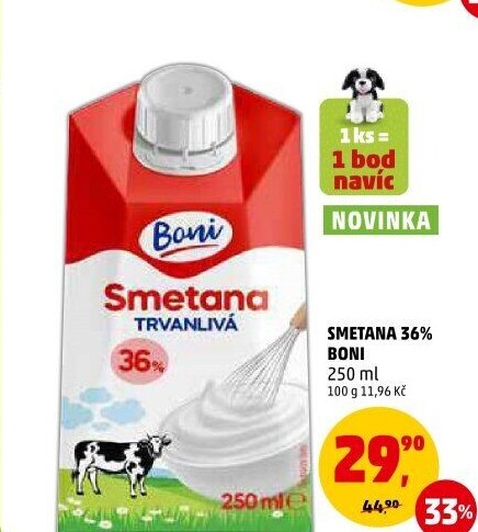 Smetana ke šlehání Boni 36%