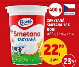 Smetana zakysaná Boni 18%