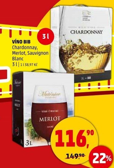 Víno Chardonnay Vinařství Velké Bílovice - bag in box