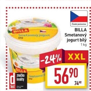 Bílý jogurt smetanový Billa