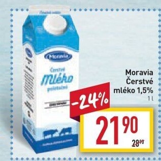 Mléko čerstvé Moravia - 1,5% polotučné