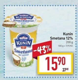 Smetana na vaření Kunín 12%