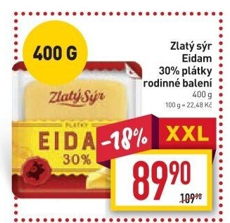 Sýr Eidam 30% Zlatý sýr Milkpol