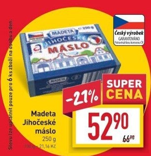 Máslo Jihočeské Madeta