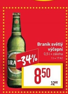 Pivo světlé výčepní 10° Braník
