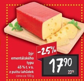 Sýr ementálského typu 45%