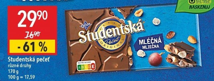 Čokoláda Studentská pečeť Orion