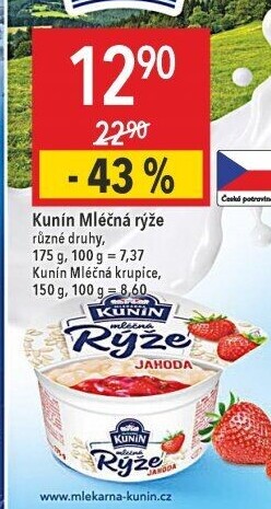 Mléčná rýže Kunín