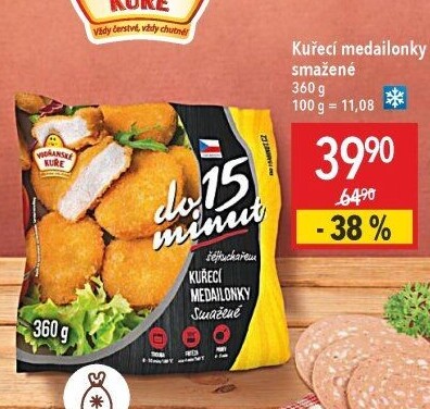 Medailonky kuřecí smažené mražené Vodňanské kuře