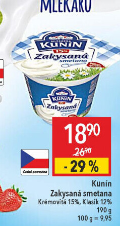 Zakysaná smetana krémovitá Kunín 15%