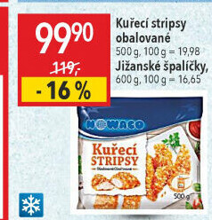 Kuřecí stripsy mražené Nowaco