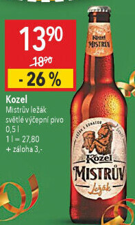Pivo Mistrův světlý ležák Velkopopovický Kozel