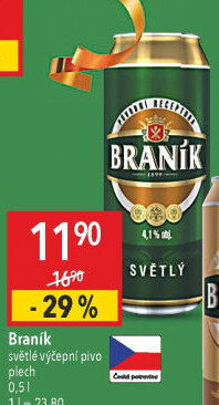 Pivo světlé výčepní 10° Braník