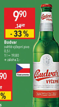 Pivo světlé výčepní Budweiser Budvar