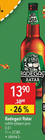 Pivo světlé výčepní Ratar Radegast