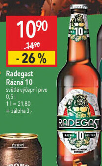 Pivo světlé výčepní Rázná 10° Radegast