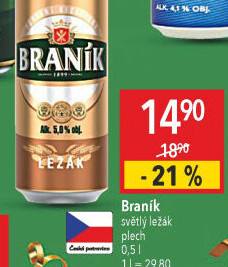 Pivo světlý ležák Braník