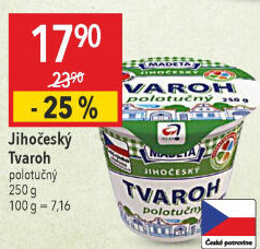 Tvaroh polotučný Jihočeský Madeta