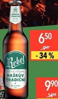 Pivo světlé výčepní 10° Haškův Rebel C.K. Pivovar Havlíčkův Brod