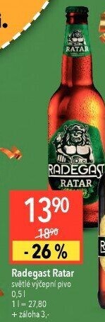 Pivo světlé výčepní Ratar Radegast