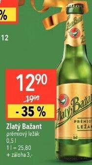 Pivo světlý ležák 12° Zlatý Bažant