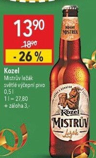 Pivo Mistrův světlý ležák Velkopopovický Kozel