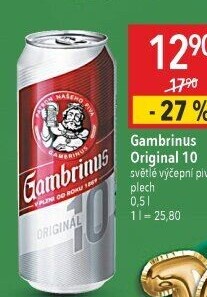 Pivo světlé výčepní Originál 10° Gambrinus