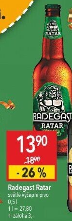 Pivo světlé výčepní Ratar Radegast
