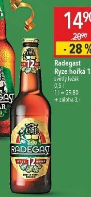 Pivo světlý ležák 12° Ryze hořká Radegast