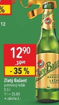 Pivo světlý ležák 12° Zlatý Bažant