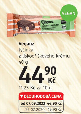 Čokoládová tyčinka bio Veganz
